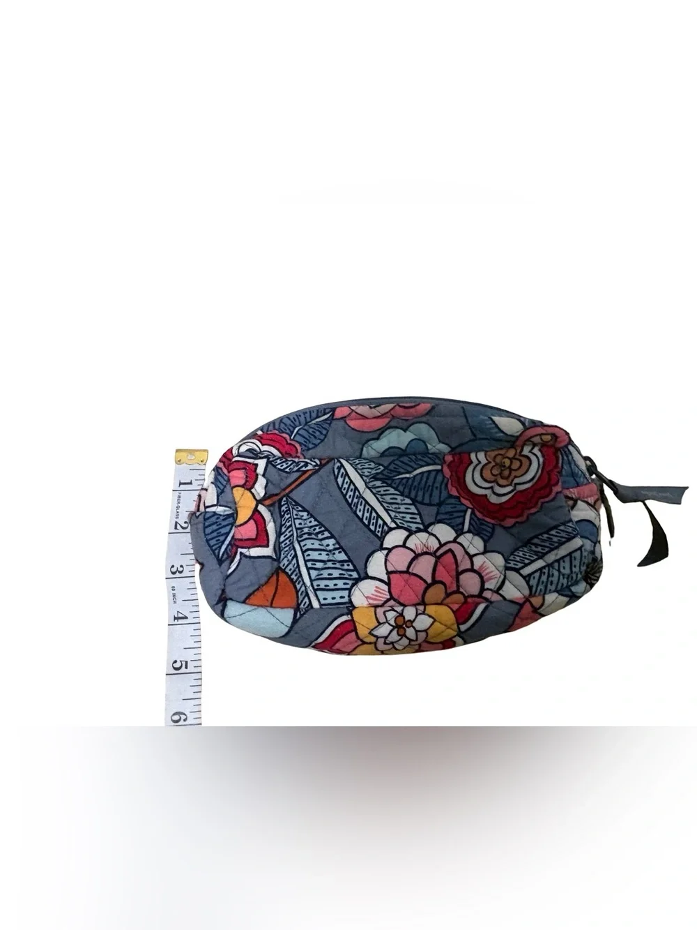 Vera Bradley Quilted Floral Make-Up Pouch - Navy, Pink & Yellow Accents - Picture 3 of 6